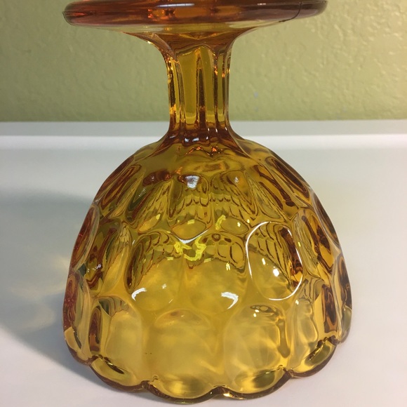 Vintage Indiana Glass Amber Compote - Picture 8 of 12